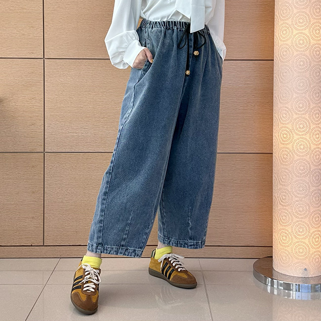 【数量限定新作再販】XS/S/M/Lサイズ♪丈選べる♪ヴィンテージ風合い国産デニムバルーンイージーパンツ24044DM