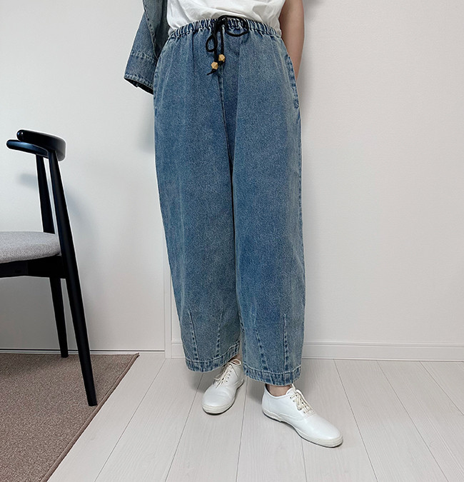 【数量限定新作再販】XS/S/M/Lサイズ♪丈選べる♪ヴィンテージ風合い国産デニムバルーンイージーパンツ24044DM