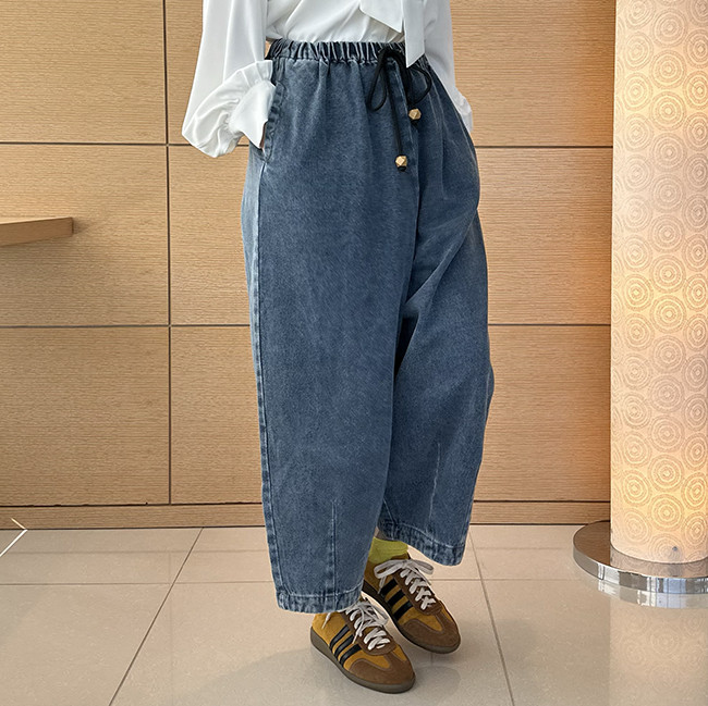 【数量限定新作再販】XS/S/M/Lサイズ♪丈選べる♪ヴィンテージ風合い国産デニムバルーンイージーパンツ24044DM