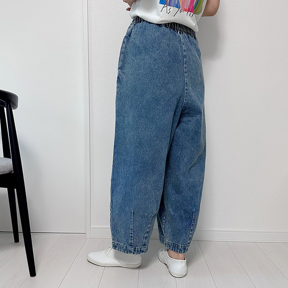 【数量限定新作再販】XS/S/M/Lサイズ♪丈選べる♪ヴィンテージ風合い国産デニムバルーンイージーパンツ24044DM 12枚目の画像