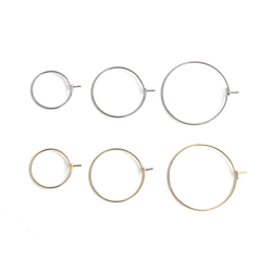 ese76-1【20個/10ペア】約15mm 太さ約0.7mm 華奢 リング状 フープピアス 金具 サージカルステンレス 9枚目の画像