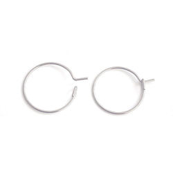 ese76-1【20個/10ペア】約15mm 太さ約0.7mm 華奢 リング状 フープピアス 金具 サージカルステンレス 2枚目の画像