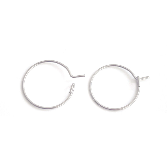 ese76-1【20個/10ペア】約15mm 太さ約0.7mm 華奢 リング状 フープピアス 金具 サージカルステンレス 2枚目の画像