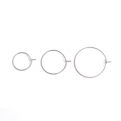 ese76-1【20個/10ペア】約15mm 太さ約0.7mm 華奢 リング状 フープピアス 金具 サージカルステンレス 7枚目の画像