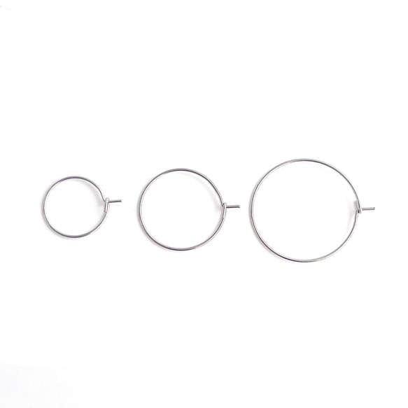 ese76-1【20個/10ペア】約15mm 太さ約0.7mm 華奢 リング状 フープピアス 金具 サージカルステンレス 7枚目の画像