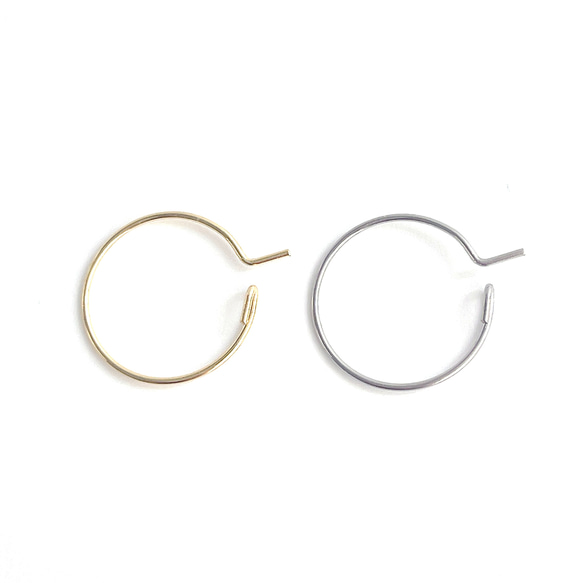 ese76-1【20個/10ペア】約15mm 太さ約0.7mm 華奢 リング状 フープピアス 金具 サージカルステンレス 6枚目の画像