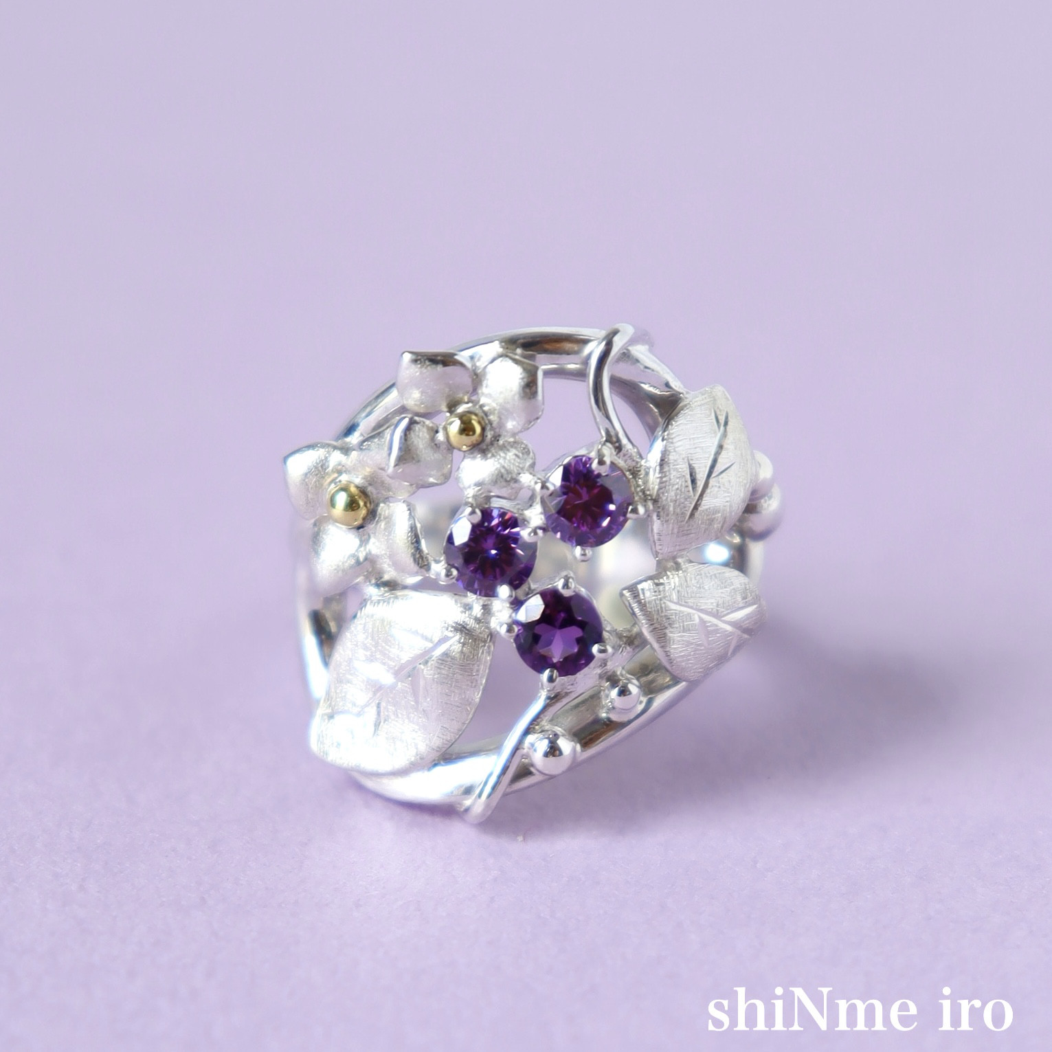 silver950 リング　【銀の庭】あじさい