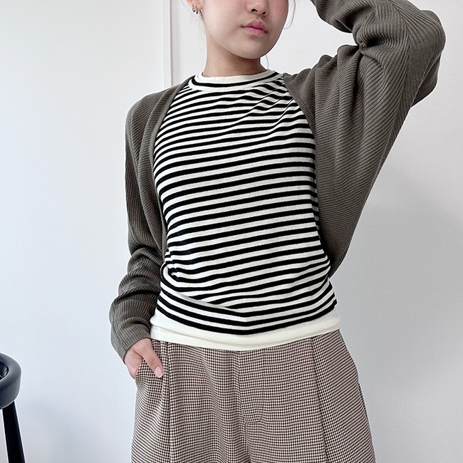 【数量限定再販】さっと羽織れる大人かわいいニット マーガレットボレロ カーディガングレー24046GL