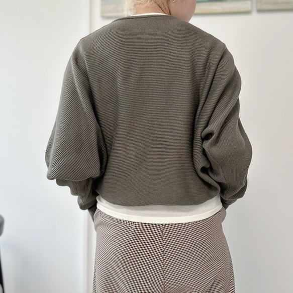【数量限定再販】さっと羽織れる大人かわいいニット マーガレットボレロ カーディガングレー24046GL 6枚目の画像