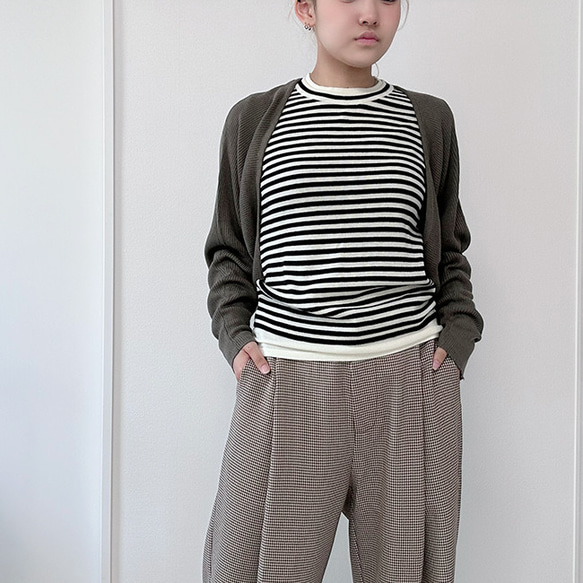 【数量限定再販】さっと羽織れる大人かわいいニット マーガレットボレロ カーディガングレー24046GL 7枚目の画像