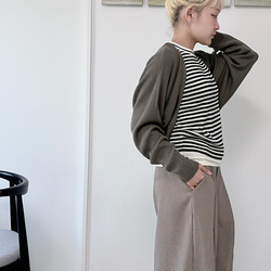 【数量限定再販】さっと羽織れる大人かわいいニット マーガレットボレロ カーディガングレー24046GL 2枚目の画像