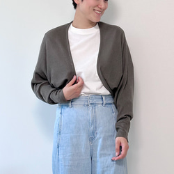 【数量限定再販】さっと羽織れる大人かわいいニット マーガレットボレロ カーディガングレー24046GL 10枚目の画像