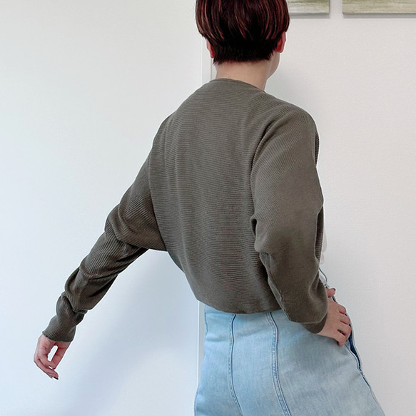 【数量限定再販】さっと羽織れる大人かわいいニット マーガレットボレロ カーディガングレー24046GL 11枚目の画像