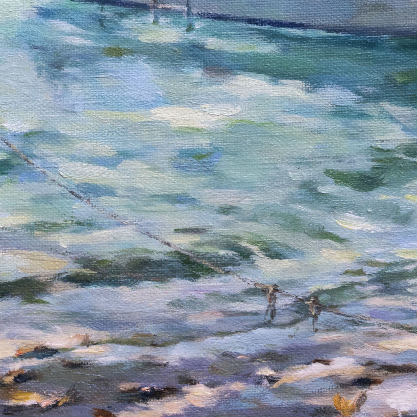 油絵 油彩 油彩画 絵 絵画 【白黒の満月と星空の海】（作品名
