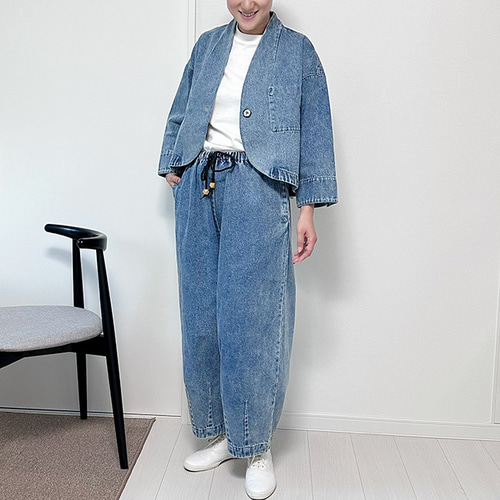 ワイドデニム ワイドパンツ デニムジャケット ジップデニム