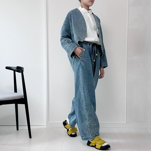 数量限定再販】国産デニムジャケット＋ゆったりバルーンワイドパンツの