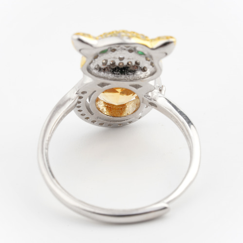 宝石質 シトリン silver925 リング(指輪) ネコモチーフ・ねこ 宝石質 シトリン silver925 リング(指輪) ネコモチーフ・ねこ