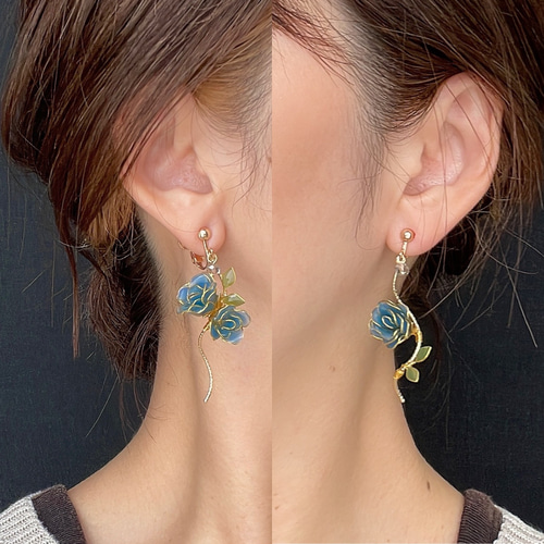 りしゅ様　　青薔薇イヤリング(ピアス変更可) りしゅ様 青薔薇イヤリング(ピアス変更可) りしゅ様 青薔薇イヤリング