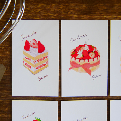 イチゴのスイーツ ミニメッセージカード 8枚セット メッセージカード