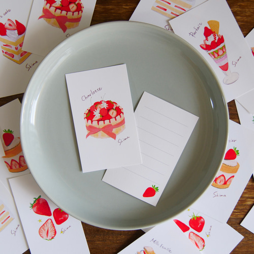 イチゴのスイーツ ミニメッセージカード 8枚セット メッセージカード