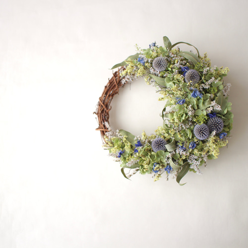 アナベルとルリタマアザミの夏色ハーフリース