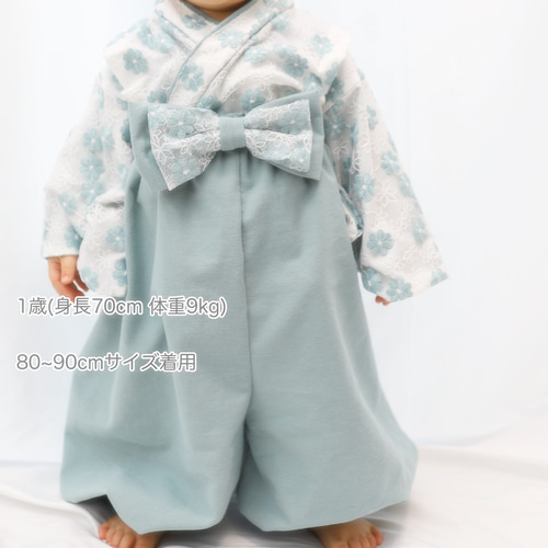 レース×ブルー】新作♡可憐なレースのベビー袴 ベビー着物 お レース×ブルー】新作♡可憐なレースのベビー袴 ベビー着物 お
