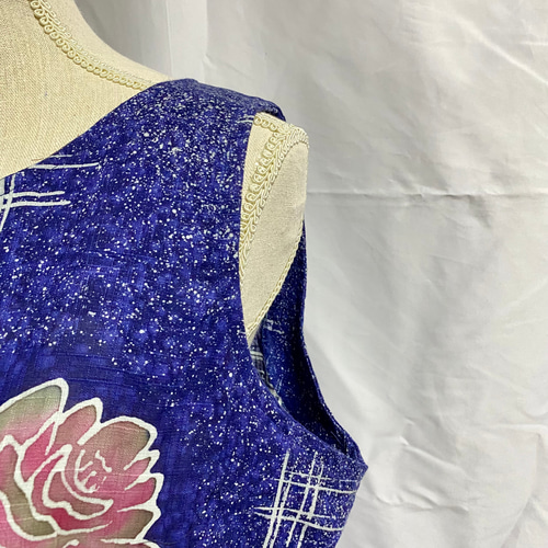 浴衣リメイクノースリーブワンピース〈着物リメイク〉〈和服