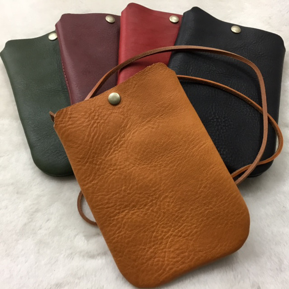 栃木レザー スマホポーチ サコッシュ ヌメ革 スマホショルダー