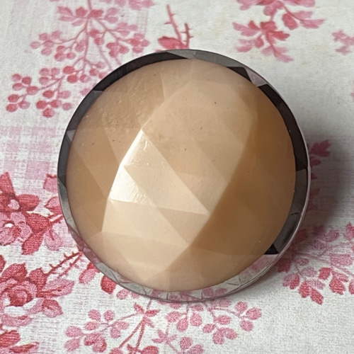 即決 ガラスボタン 1個 φ36mm レッドxシルバー 多面 カット  