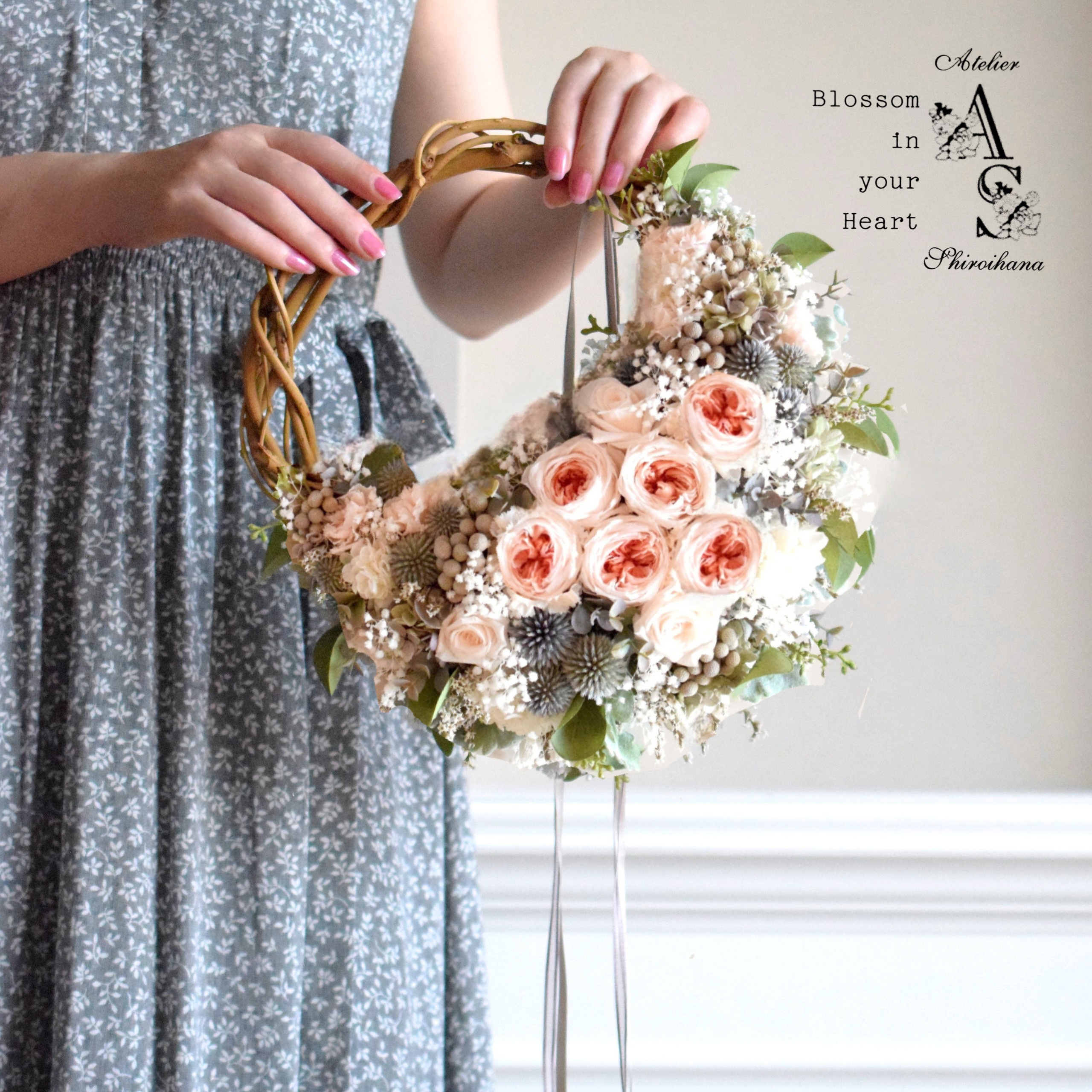 ⋆2点set⋆ ホワイトコーラル：野の花リースブーケ⋆ブートニア 16,576円