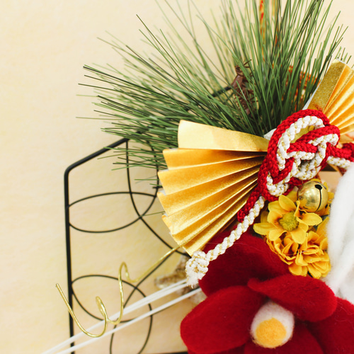 お正月飾り「椿の立体絵馬」リース・アレンジ アートフラワー アート