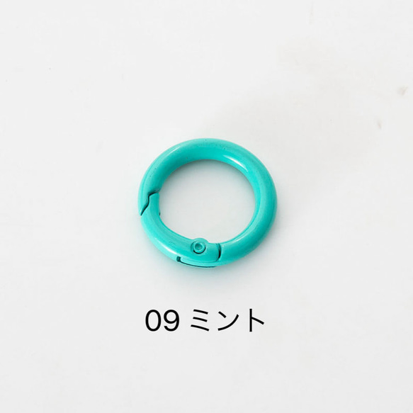 カラフル キーリング キーホルダー 1個 全16色 カラビナ リング型 丸形 金属製 シンプル パーツ 多用途 アクセサ 10枚目の画像