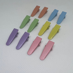 カラフル ワニ口ヘアクリップ 24 x 7mm 2個セット 全6色 パーツ 金具