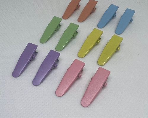 カラフル ワニ口ヘアクリップ 24 x 7mm 2個セット 全6色 パーツ 金具