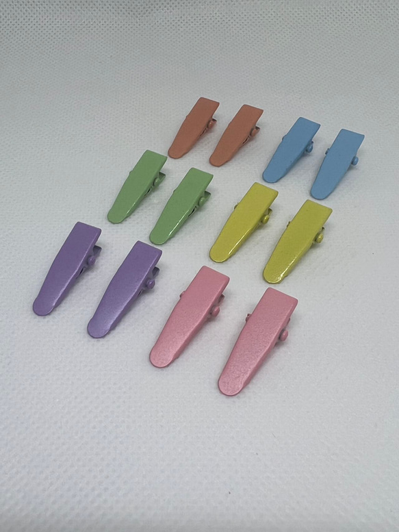 カラフル ワニ口ヘアクリップ 24 x 7mm 2個セット 全6色 パーツ 金具