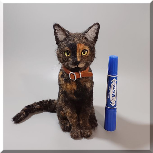 羊毛フェルト 猫 サビ猫 ねこ ネコ 猫フィギュア 羊毛フェルト