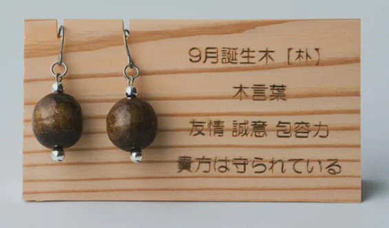 自然の贈り物【9月】12ヶ月12種の守り木(誕生木)から生まれたピアス/イヤリング