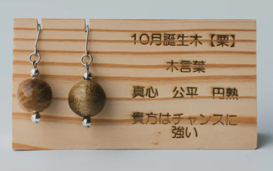 自然の贈り物【10月】12ヶ月12種の守り木(誕生木)から生まれたピアス/イヤリング