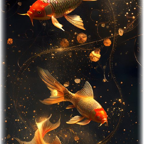 壁掛け Lサイズ】きんぎょ キンギョ 金魚 鯉 鮒 魚 AI生成画像 店舗 