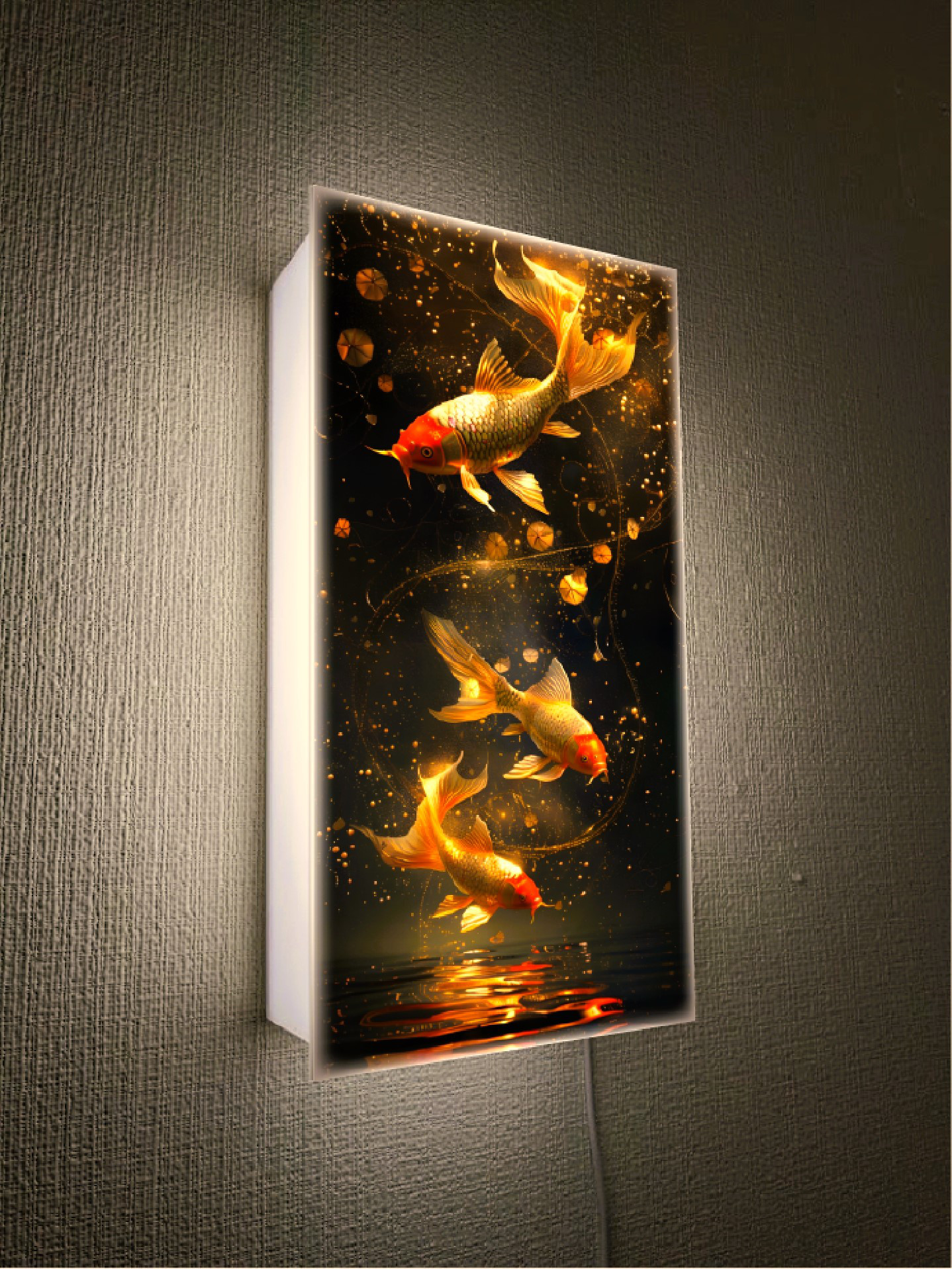 【壁掛け Lサイズ】きんぎょ キンギョ 金魚 鯉 鮒 魚 AI生成画像 店舗 自宅 照明 看板 置物 雑貨 ライトBOX