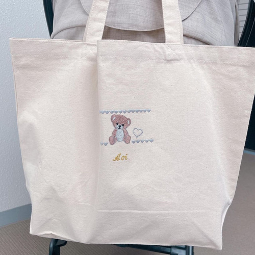 マザーズバッグ 女の子とクマの刺繍付き 子育てママに人気トート】 柄が選べるお名前刺繍入り トート