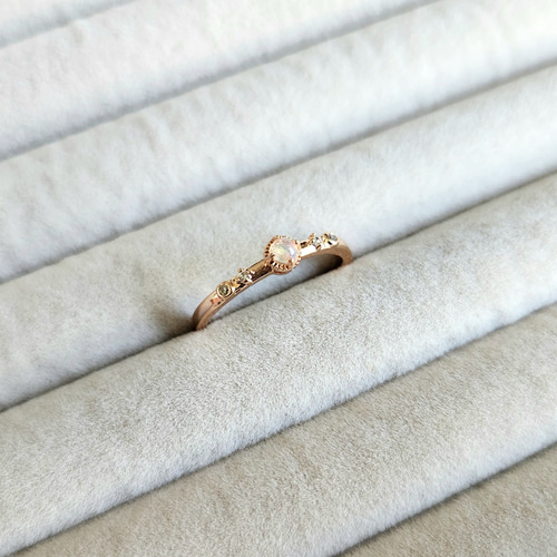 ゴールドリング オパール風石付き K18 オパール クラシカル ゴールドリング ダイヤモンド 18金 18k