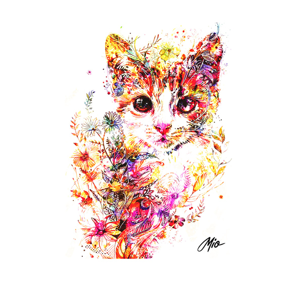 猫　イラスト　インテリア　原画 猫の絵 180 水彩画 原画 キジトラ猫