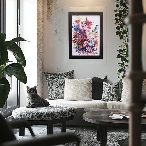 猫 花 A5サイズ キャット フラワー イラスト Mio 3 イラスト