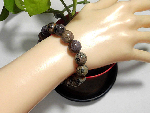 天然石 チャロアイト11.9mm～12.3mm玉ブレスレット 内周19.0cm　　　240101782