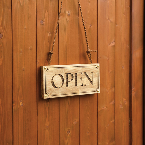 レトロ調の木製店舗看板 表札 OPEN CLOSED/吊り下げ/レーザー彫刻 表札