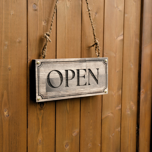アンティーク調の木製店舗看板 表札 OPEN CLOSED/吊り下げ