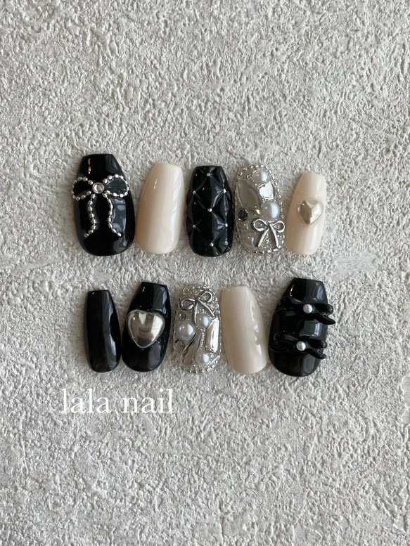 ネイルチップ リボンネイル モノトーンネイル ネイルチップ（つけ爪