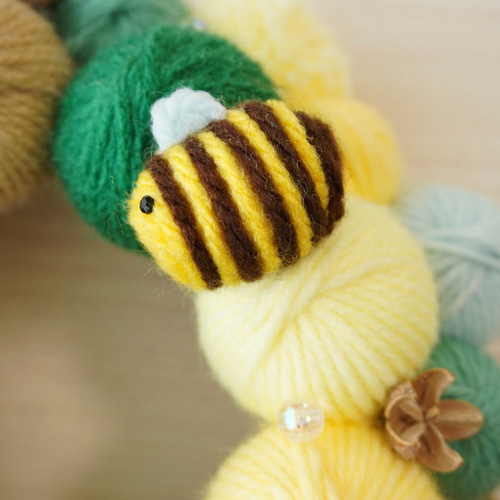 販売済】毛糸玉リース ☆イエロー 販売済】毛糸玉リース ☆イエロー