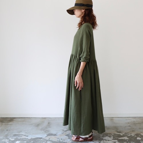 全22色】ふわふわ厚みが2倍とろみダブルガーゼギャザーワンピース